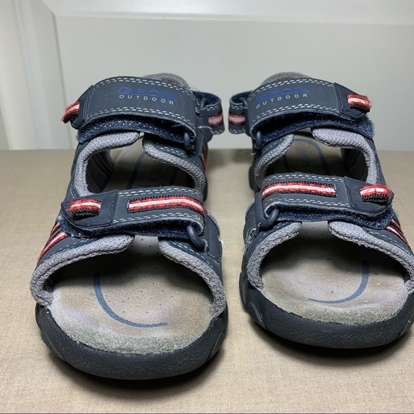 Geox Boy Size 32 Breathable Hook and Loop Blue Sandal Suede insole Open Toe Shoe - Picture 3 of 9